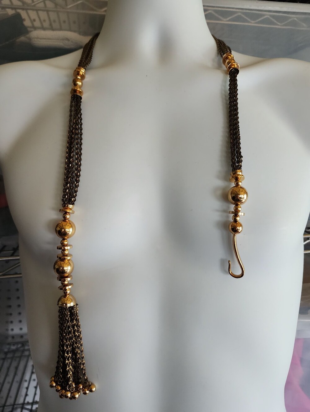 Stella & Dot Bianca Tassel Lariat Necklace in a Two-tone Gold & Bronze Finish. - Picture 5 of 11